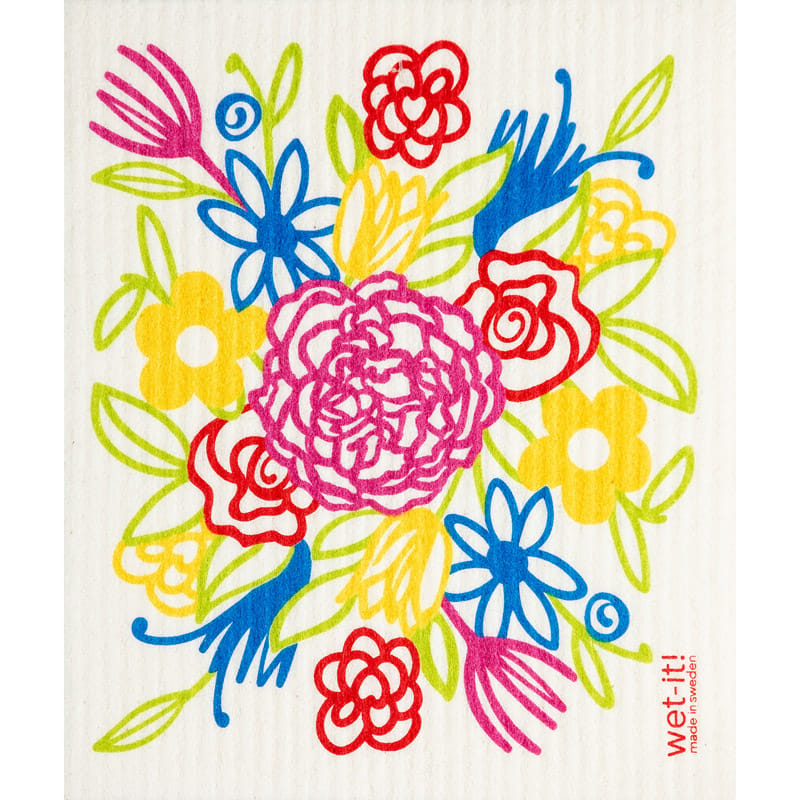 Wet-It! W10-24 Multicolored Cotton Flower Bouquet Dish Cloth 1 pk