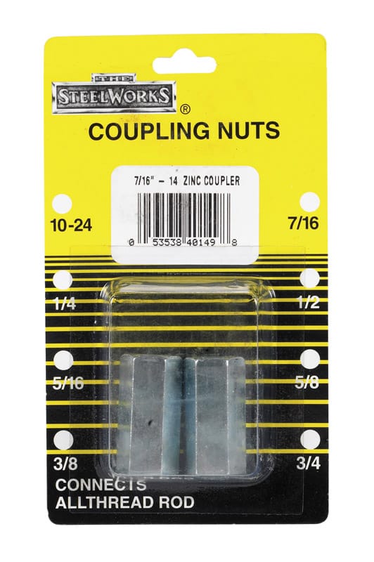 Boltmaster 11838 7/16 - 14 in. Steel Coupling Nut 2 pk