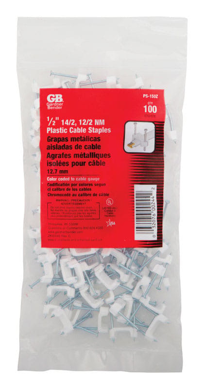 Gardner Bender PS-150ZN 1/2 in. W Plastic Insulated Cable Staple 100 pk