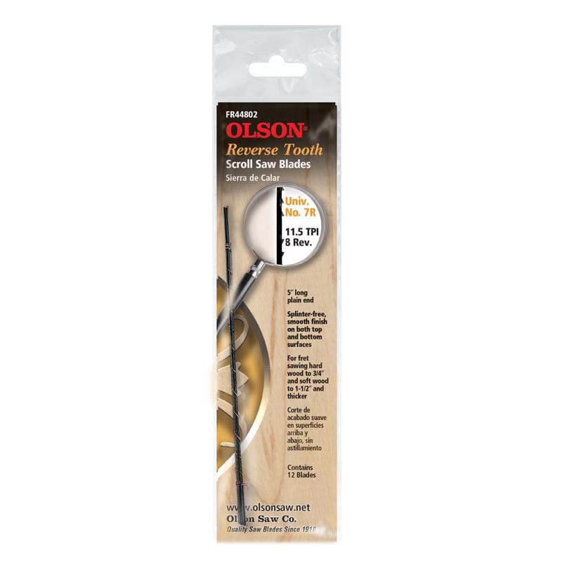 Olson FR44802 5 in. Carbon Steel Scroll Saw Blade 11.5 TPI 12 pk
