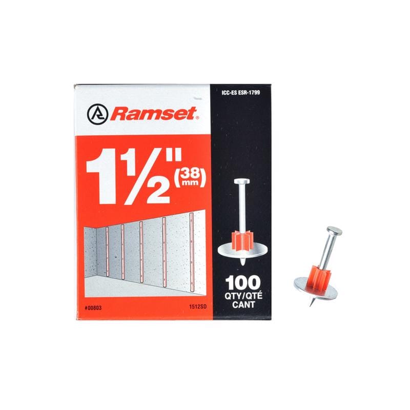 Ramset 00803 .3 in. D X 1-1/2 in. L Steel Flat Head Drive Pin with Washer 100 pk