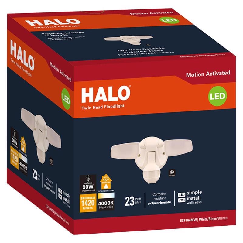 Halo ESF1A4MW Motion-Sensing Hardwired LED White Floodlight
