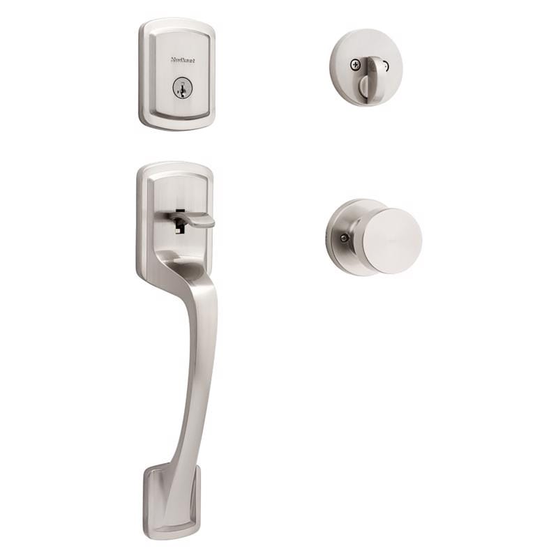 Kwikset 98180-025 Prague Satin Nickel Entry Handleset 1-3/4 in.