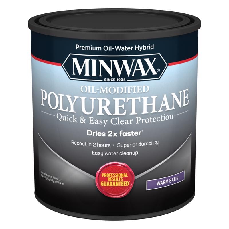 Minwax 630250444 Water Based Oil-Modified Satin Clear Water-Based Oil-Modified Polyurethane 1 qt