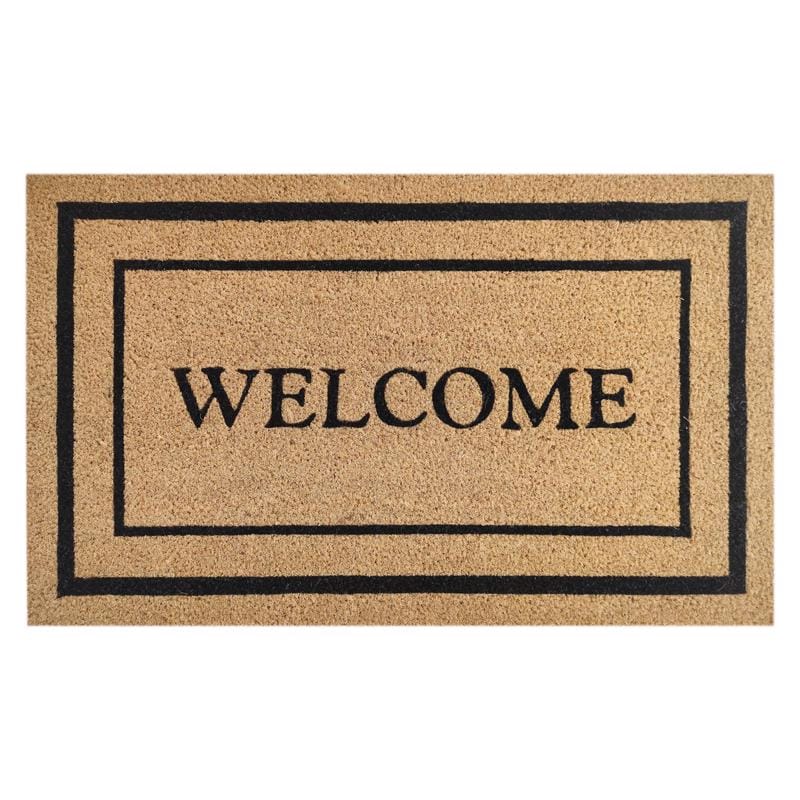 First Concept FC-72024 18 in. W X 30 in. L Black/Brown Welcome Coir Door Mat