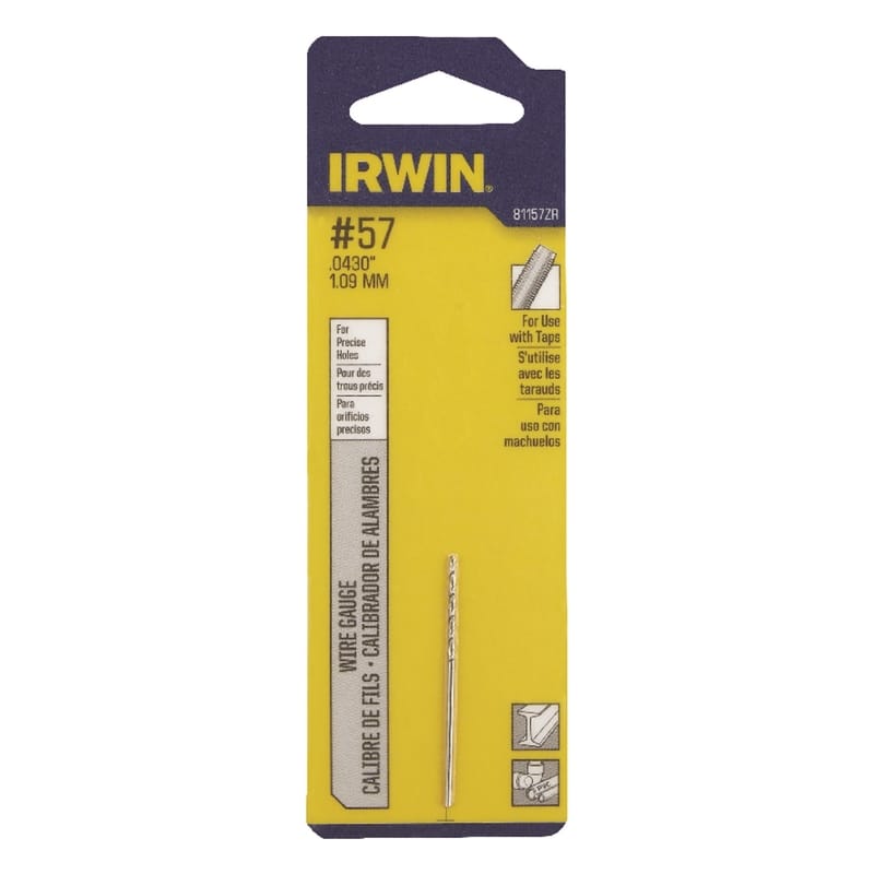 Irwin 81157ZR #57 X 1-3/4 in. L High Speed Steel Wire Gauge Bit Straight Shank 1 pc