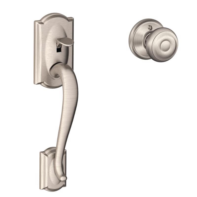 Schlage FE285GCAM619GEO Camelot Satin Nickel Entry Handleset with Lever 1.75 in.