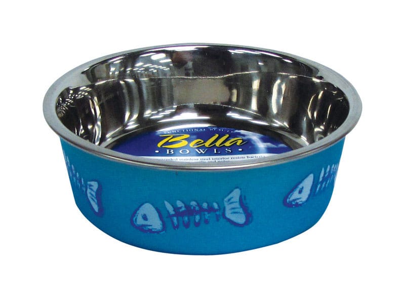 Loving Pets 7750 Bella Blue Fish Skeleton Stainless Steel 1 cups Pet Bowl For Cats