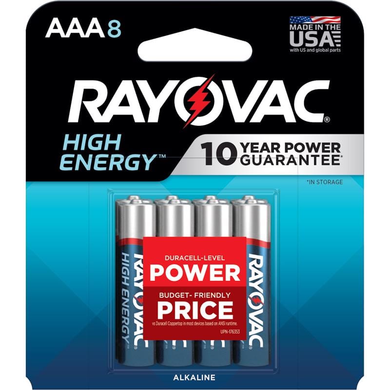 Rayovac 824-8T High Energy AAA Alkaline Batteries 8 pk Carded