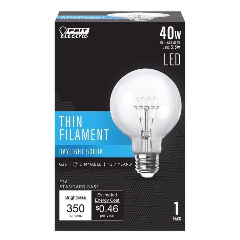 Feit G2540H950CATFIL G25 E26 (Medium) Filament LED Bulb Daylight 40 Watt Equivalence 1 pk