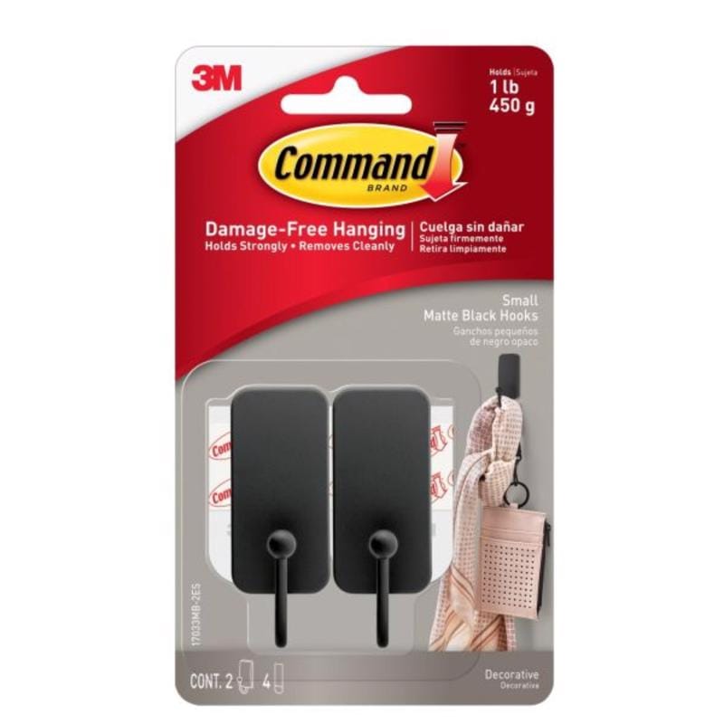 3M 17033MB-2ES Command Small Plastic Hook 1 in. L 2 pk