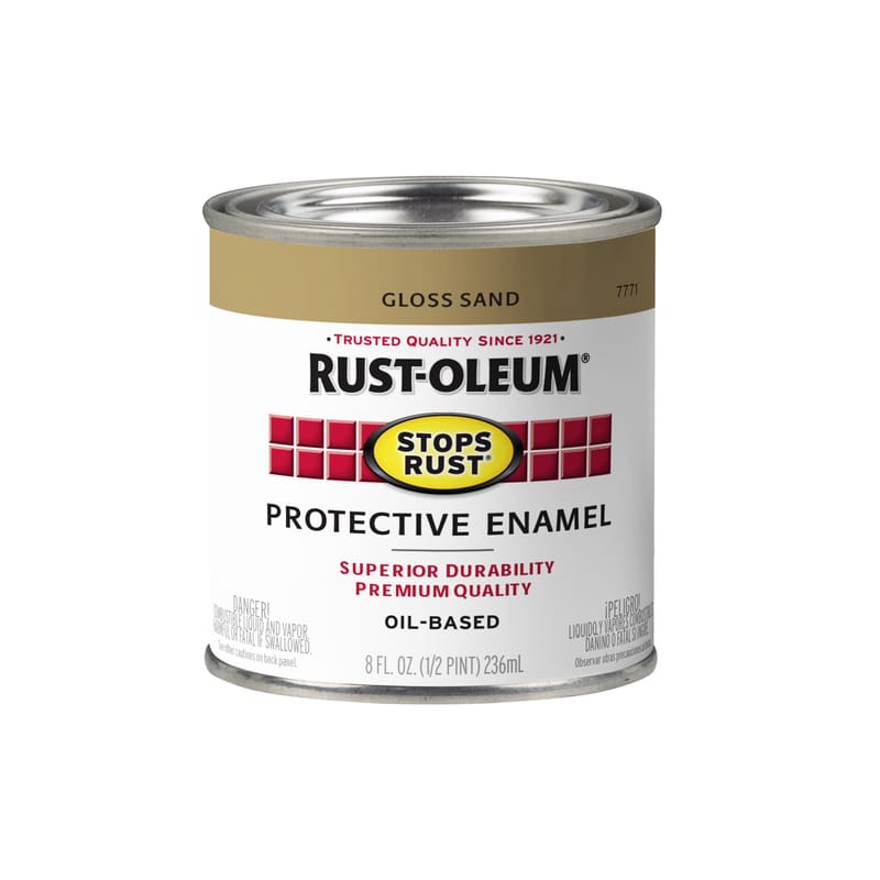 Rust-Oleum 7771730 Stops Rust Indoor and Outdoor Gloss Sand Oil-Based Protective Paint 0.5 pt