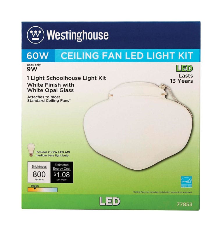 Westinghouse 7785300 Semi-Gloss White Schoolhouse Ceiling Fan Light Kit