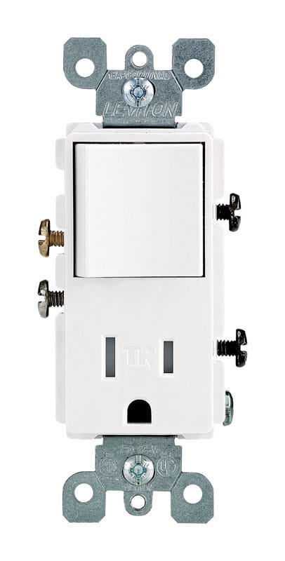 Leviton T5625-W Decora 15 amps 125 V White Combination Switch/Outlet 5-15R 1 pk