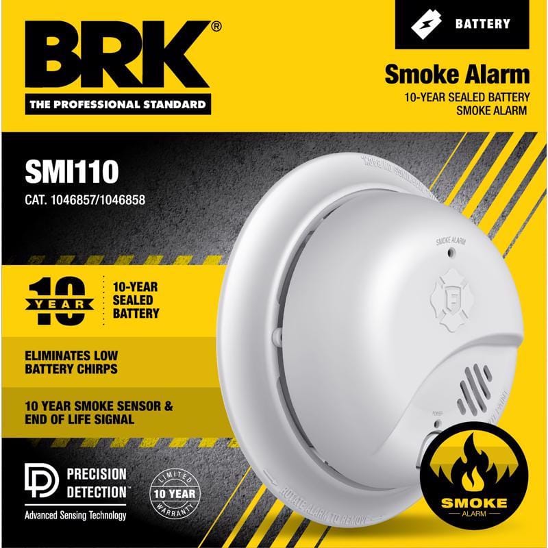 BRK 1046857 10 Year Battery-Powered Ionization Smoke Detector 1 pk