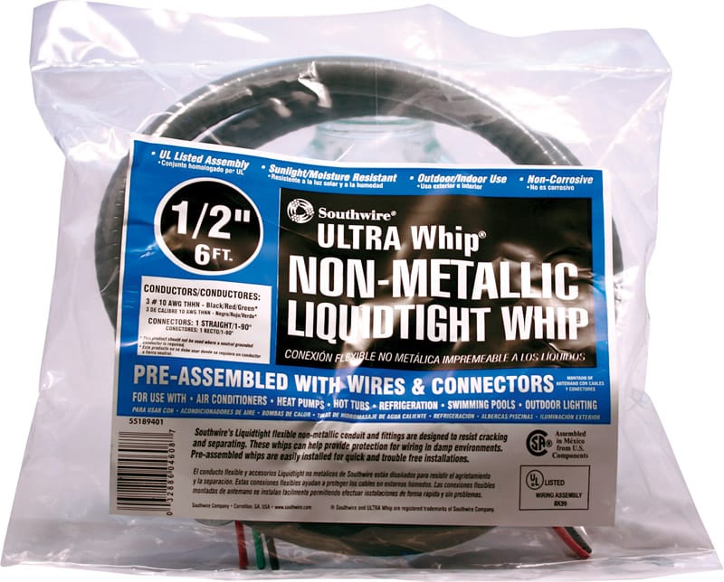 Southwire 55189407 1/2 in. D X 6 ft. L Flexible Electrical Conduit