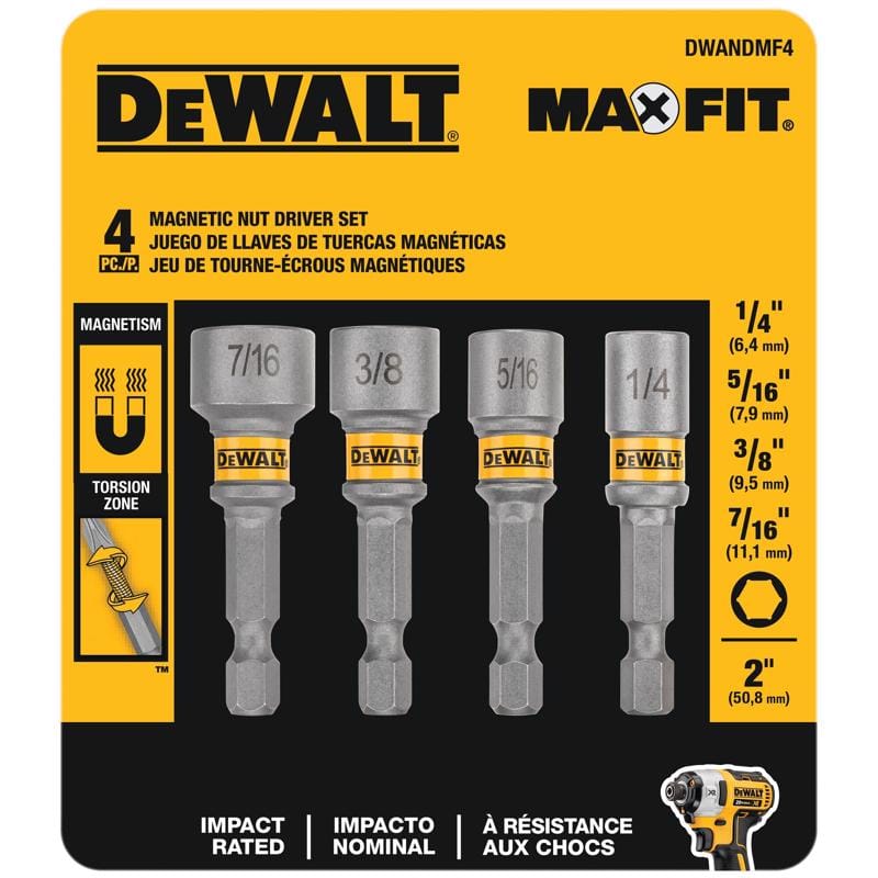 Dewalt DWANDMF4 Maxfit 2 in. L Steel Nut Setter Nut Driver Set 4 pc