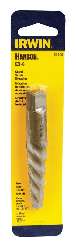Irwin 53406 Hanson 13/32 in. X 13/32 in. D Carbon Steel Spiral Screw Extractor 6 in. 1 pc