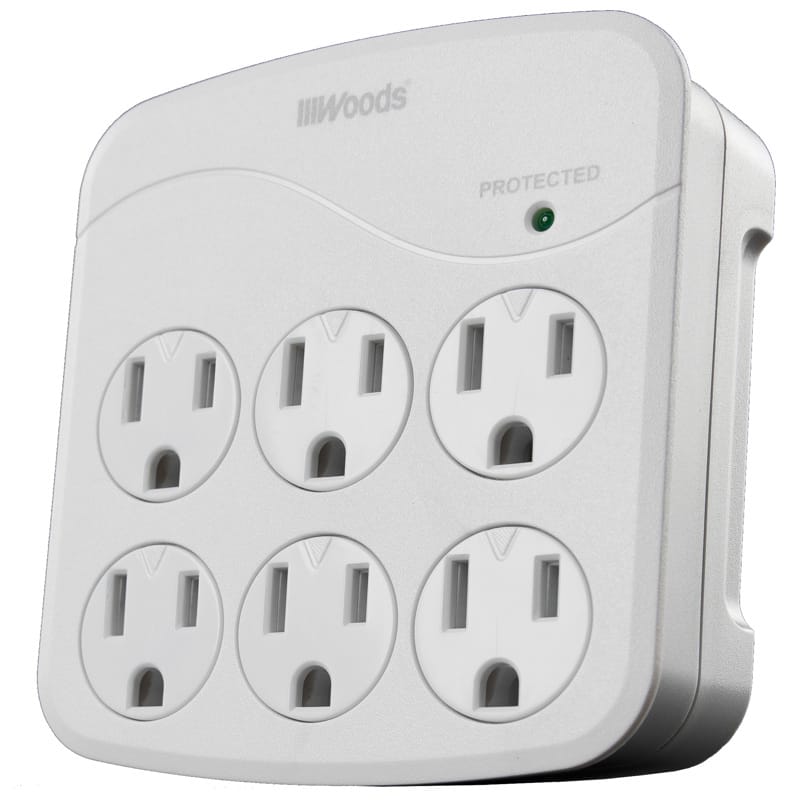 Southwire 41076 Woods 6 outlets Wall Tap White 1440 J