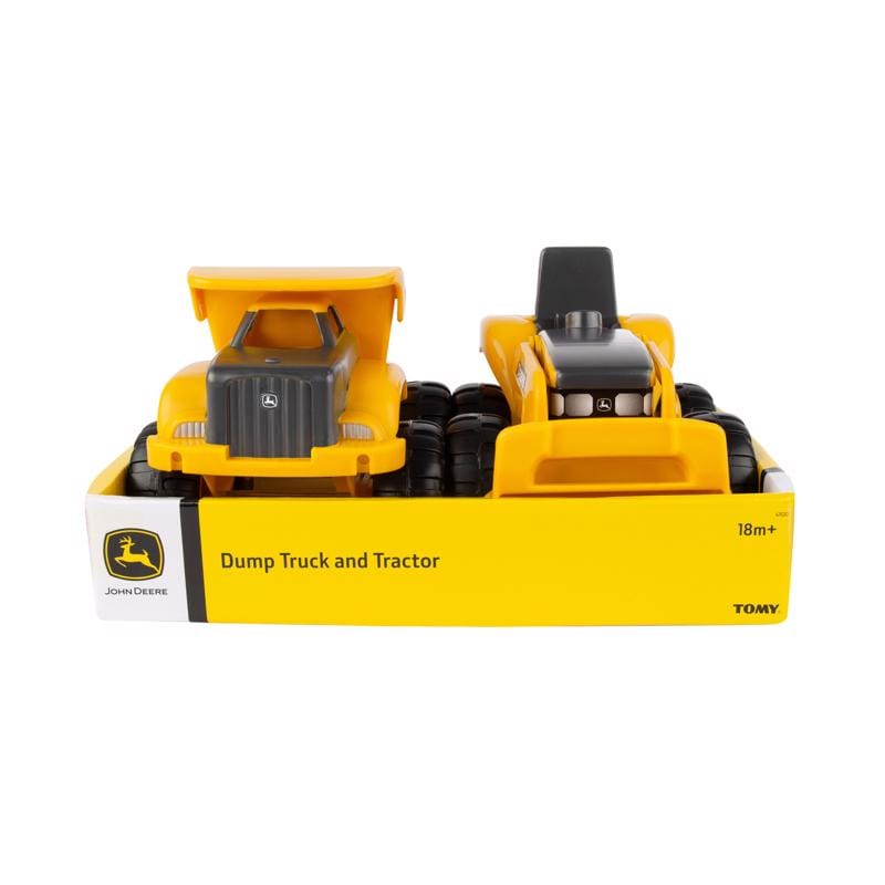 Tomy 47020V1 John Deere Dump Truck and Tractor Toy Yellow 2 pc