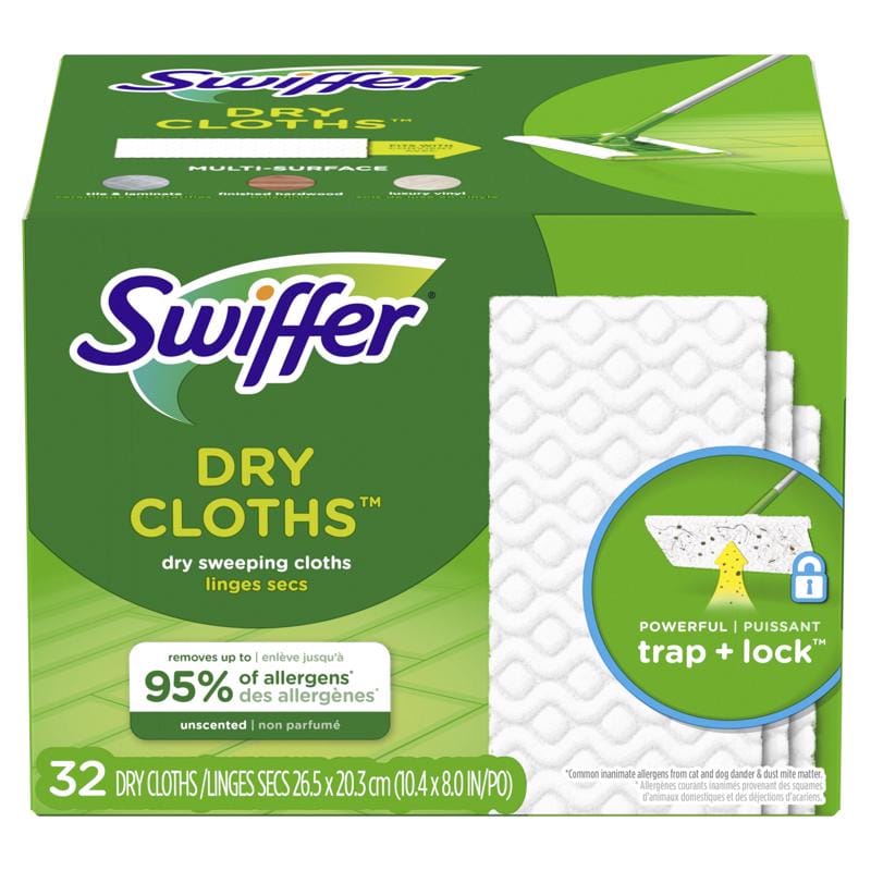 Swiffer 80374629 Sweeper 5.4 in. Dry Microfiber Dust Mop Refill 32 pk