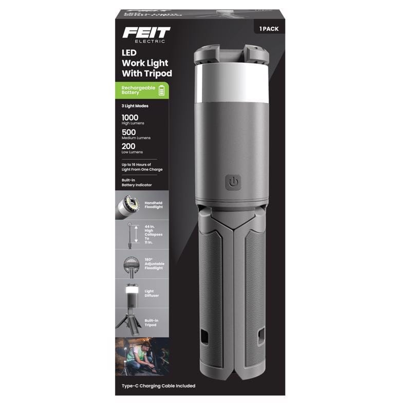 Feit WORK1000TRIPODB 1000 lm LED Rechargeable Tripod Work Light w/Tripod