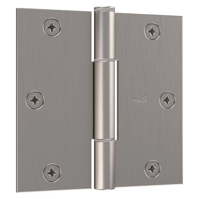 National Hardware N830-448 Squeak Guard 3.5 in. L Satin Nickel Door Hinge 3 pk