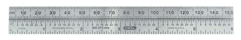 General Tools 311-ME General 6 in. L X 3/4 in. W Stainless Steel Precision Pocket Rule Metric