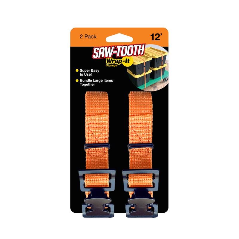 Wrap-It 102-ST-12OR Saw-Tooth 1 in. W X 12 ft. L Orange Lashing Strap 180 lb 2 pk