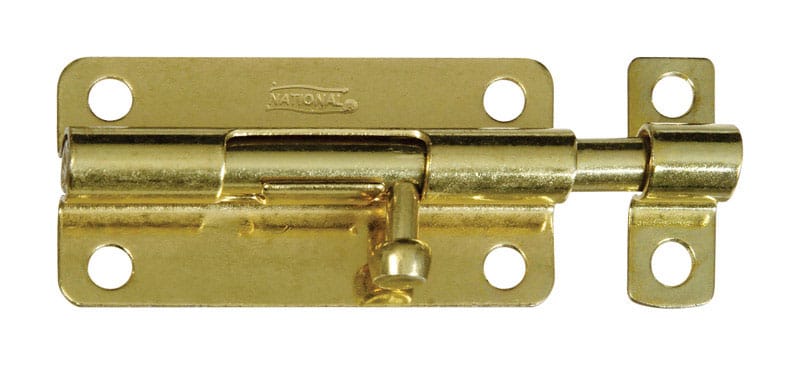 National Hardware N151-688 4 in. L Brass-Plated Steel Barrel Bolt 1 pk