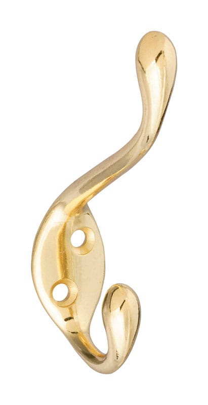 National Hardware N248-245 4.59 in. L Brass Gold Zinc Heavy Duty Garment Hook 35 lb. cap. 1 pk
