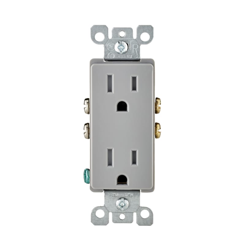 Leviton 5325-GS 15 amps 125 V Duplex Gray Outlet 5-15R 1 pk