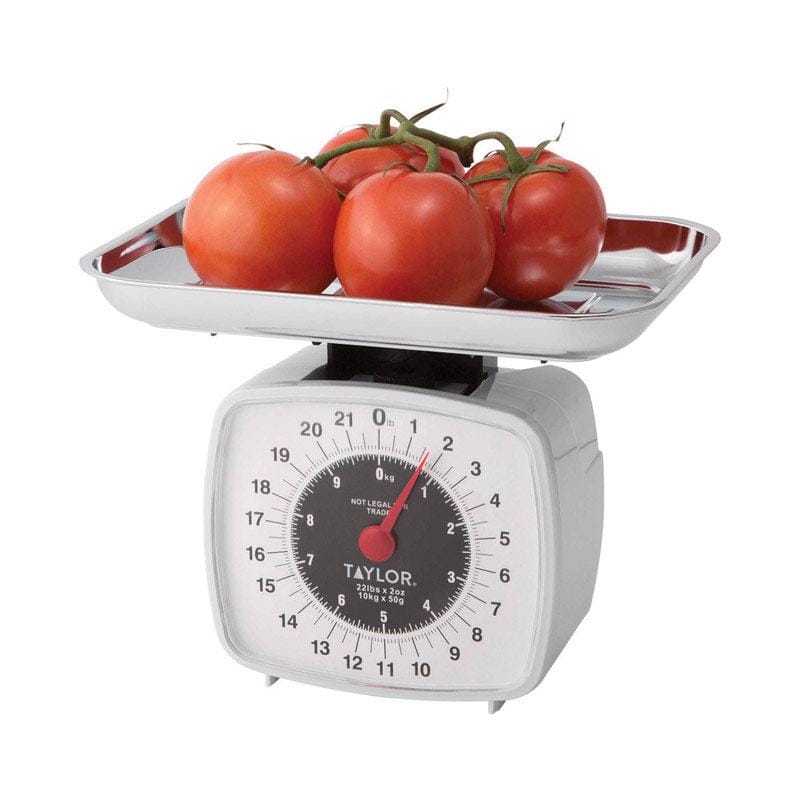 Taylor 38804016T White Analog Kitchen Scale 22 lb