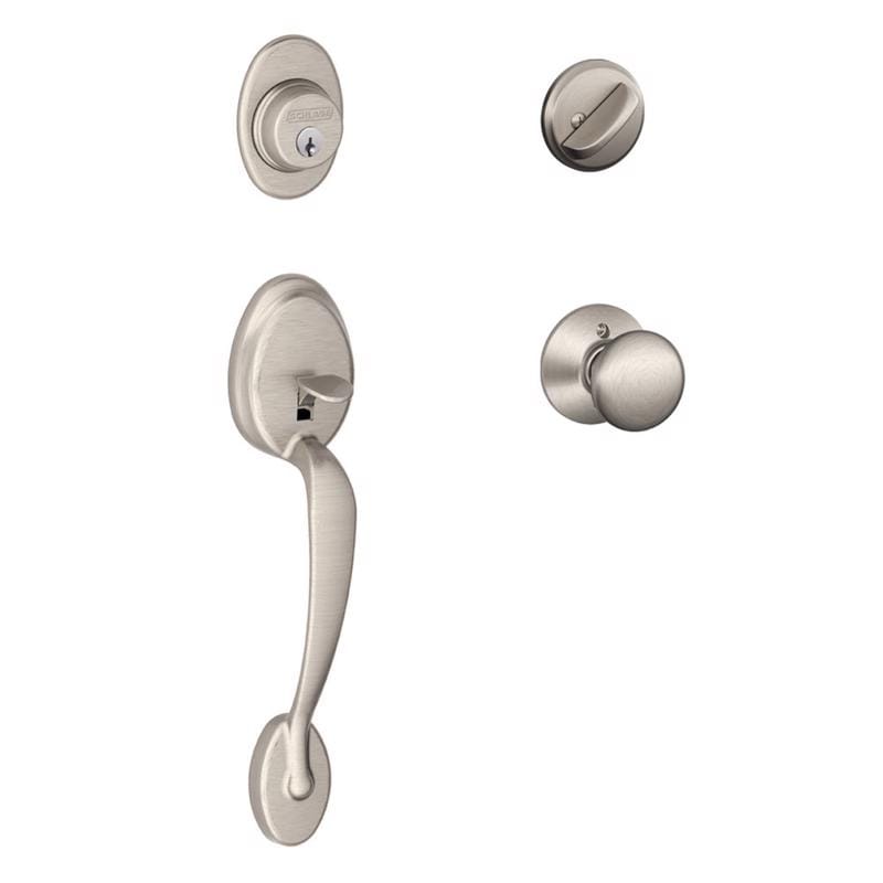 Schlage F60VPLY619 Plymouth Satin Nickel Single Cylinder Handleset and Knob