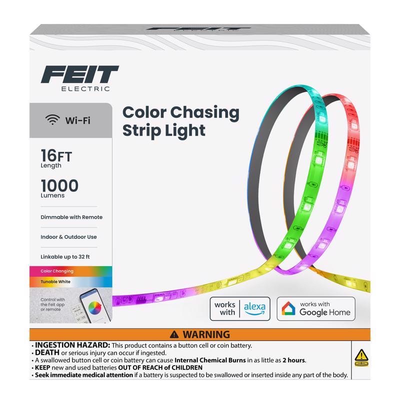 Feit TAPE192CHASE/AG 16 ft. L Color Changing Plug-In LED Tape Light 1 pk