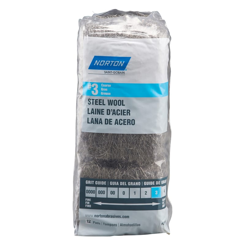 Norton 7660768118 3 Grade Coarse Steel Wool Pad 12 pk
