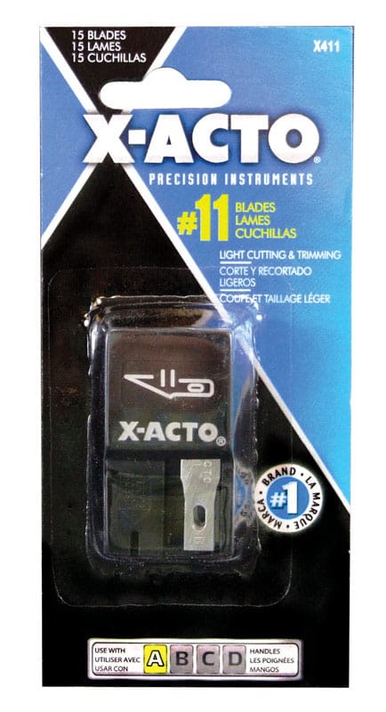 X-Acto X411 Carbon Steel Light Duty Blade Dispenser with Blades 15 pk