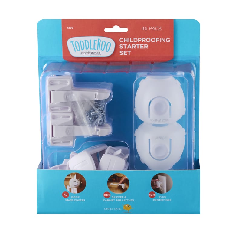 North States 6190 Toddleroo White Plastic Childproofing Kit 46 pk