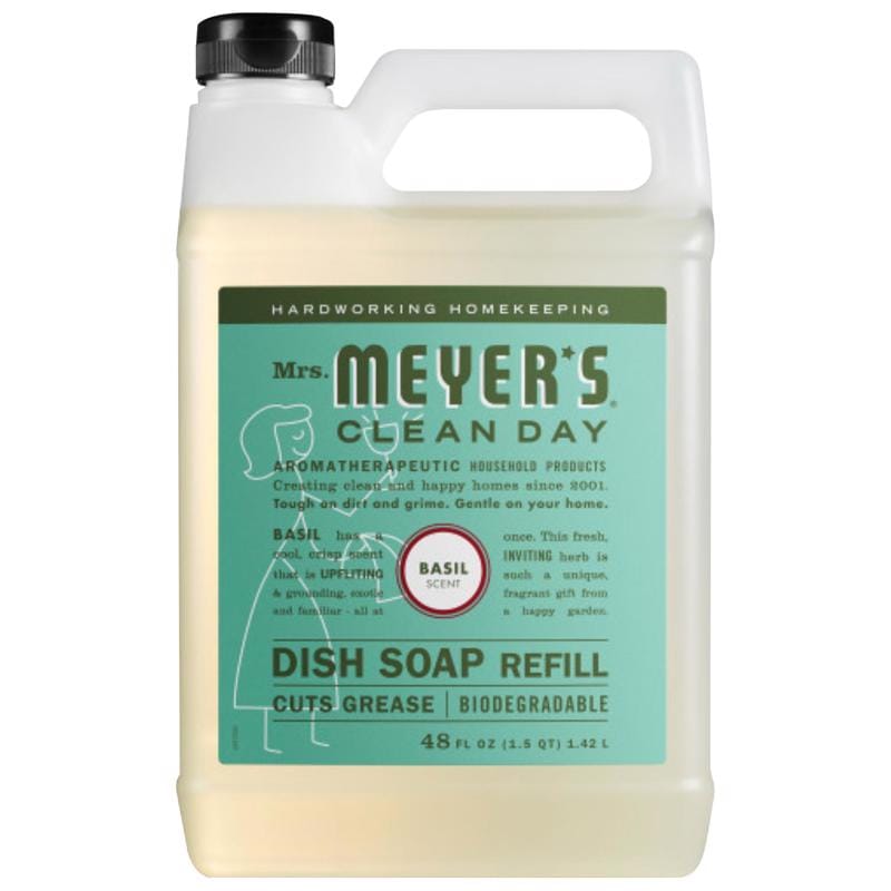MRS. Meyer'S 11182 Clean Day Basil Scent Liquid Dish Soap Refill 48 oz 1 pk