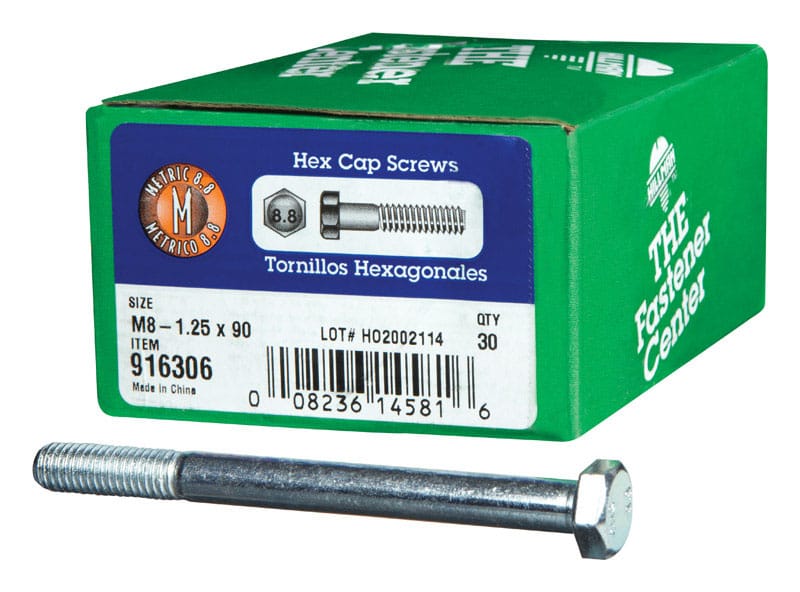 Hillman 916306 M8-1.25 mm D X 90 mm L Heat Treated Steel Hex Head Cap Screw 1 pk