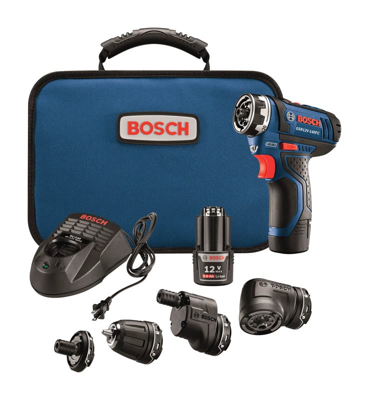 Bosch GSR12V-140FCB22 12V MAX Flexiclick 1/4 in. Brushed Cordless 5-In-1 Drill Kit (Battery & Charger)
