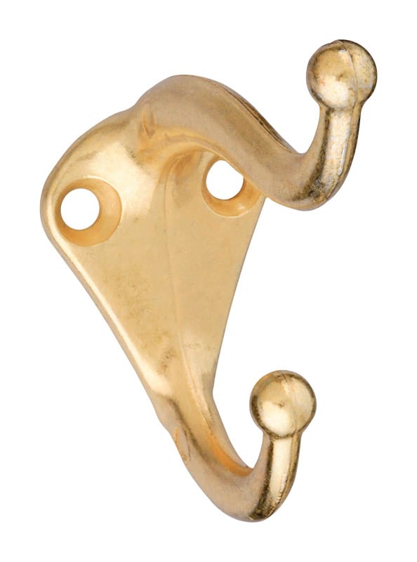 National Hardware N154-575 2.75 in. L Brass Gold Zinc Die-Cast Coat/Hat Hook 35 lb. cap. 1 pk