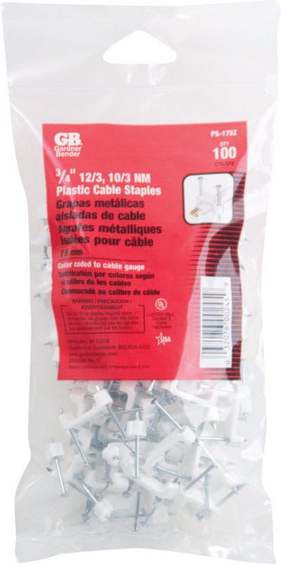 Gardner Bender PS-175ZN 3/4 in. W Plastic Insulated Cable Staple 100 pk