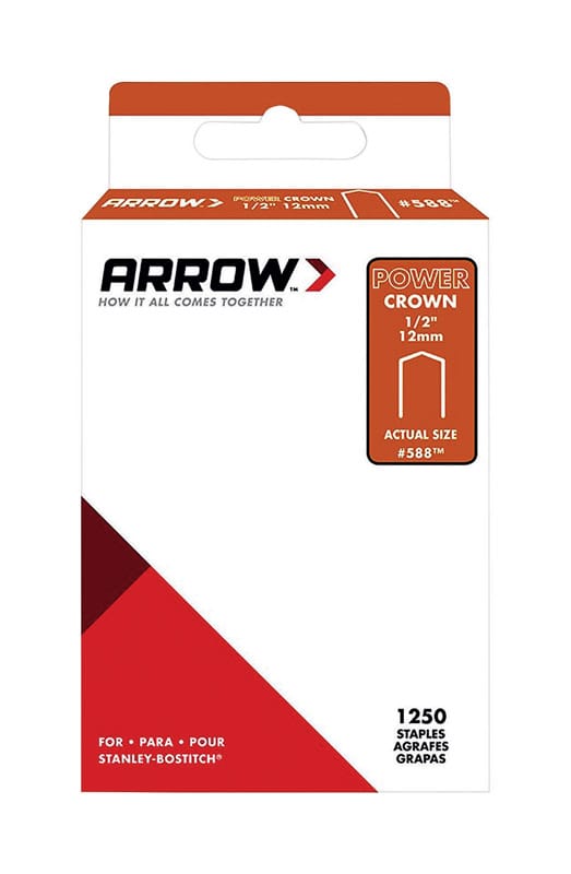 Arrow 588SP #588 3/8 in. W X 1/2 in. L 18 Ga. Power Crown Standard Staples 1250 pk