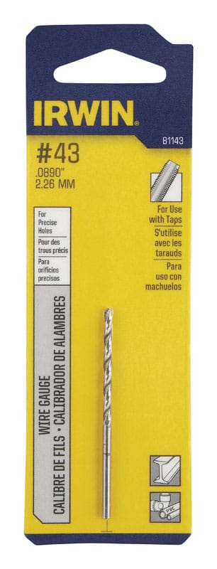 Irwin 81143 #43 X 2-1/4 in. L High Speed Steel Wire Gauge Bit Straight Shank 1 pc