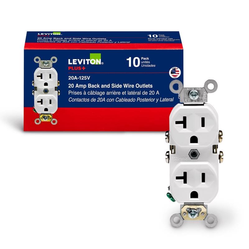 Leviton CBR20-WMP 20 amps 125 V Duplex White Outlet 5-20R 10 pk