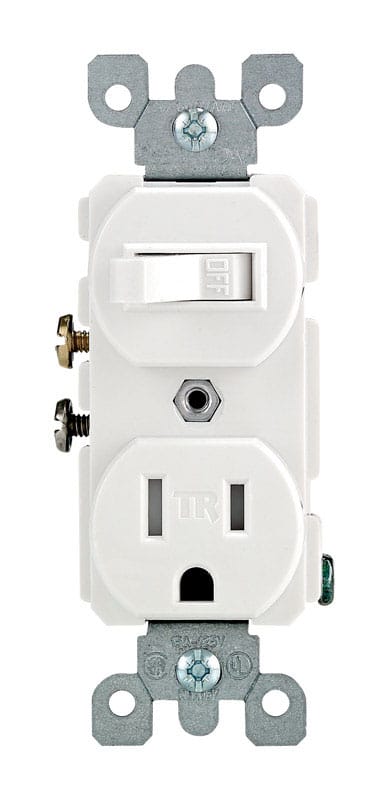 Leviton T5225-W 15 amps 125 V Duplex White Combination Switch/Outlet 5-15R 1 pk