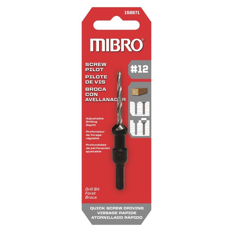 Richelieu 158671 Mibro #12 X 3.625 in. L Steel Screw Pilot Pilot Drill Bit Straight Shank 1 pk