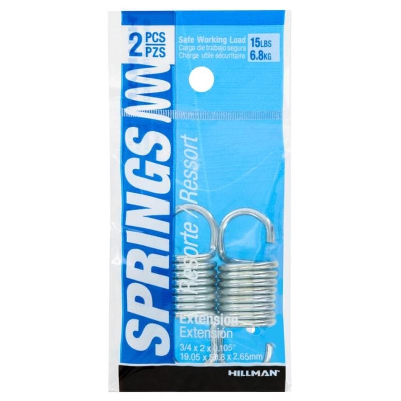 Hillman 543006 2 in. L X 3/4 in. D Extension Spring 2 pk