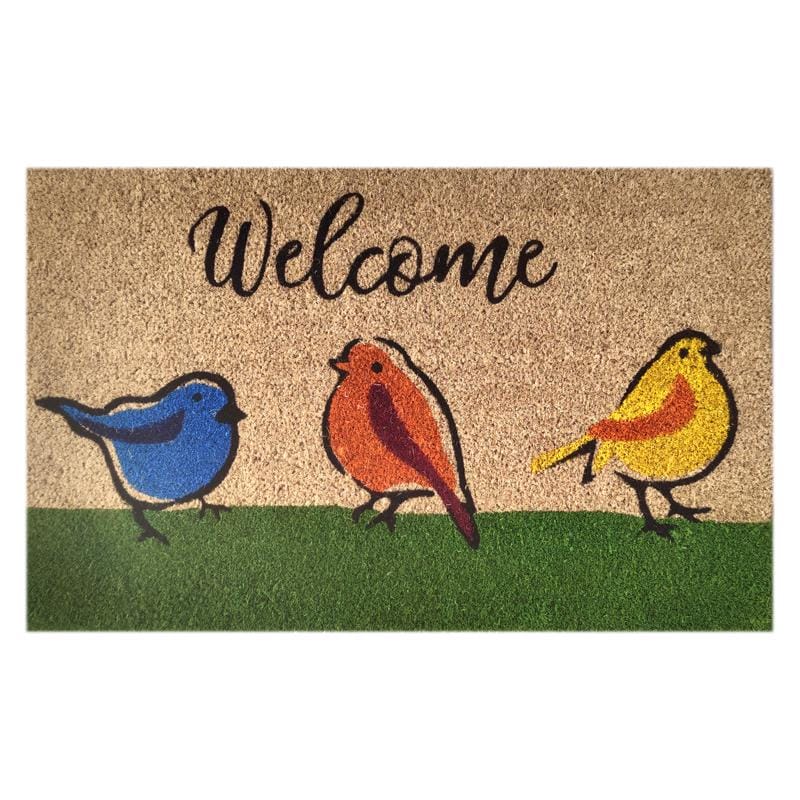 First Concept FC-72028 18 in. W X 30 in. L Multi-Color Welcome Birds Coir Door Mat